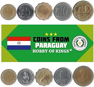 Paraguay 5 Mixed Coins | 5 Centimos to 100 Guaranies | Guarani Currency Since 1944