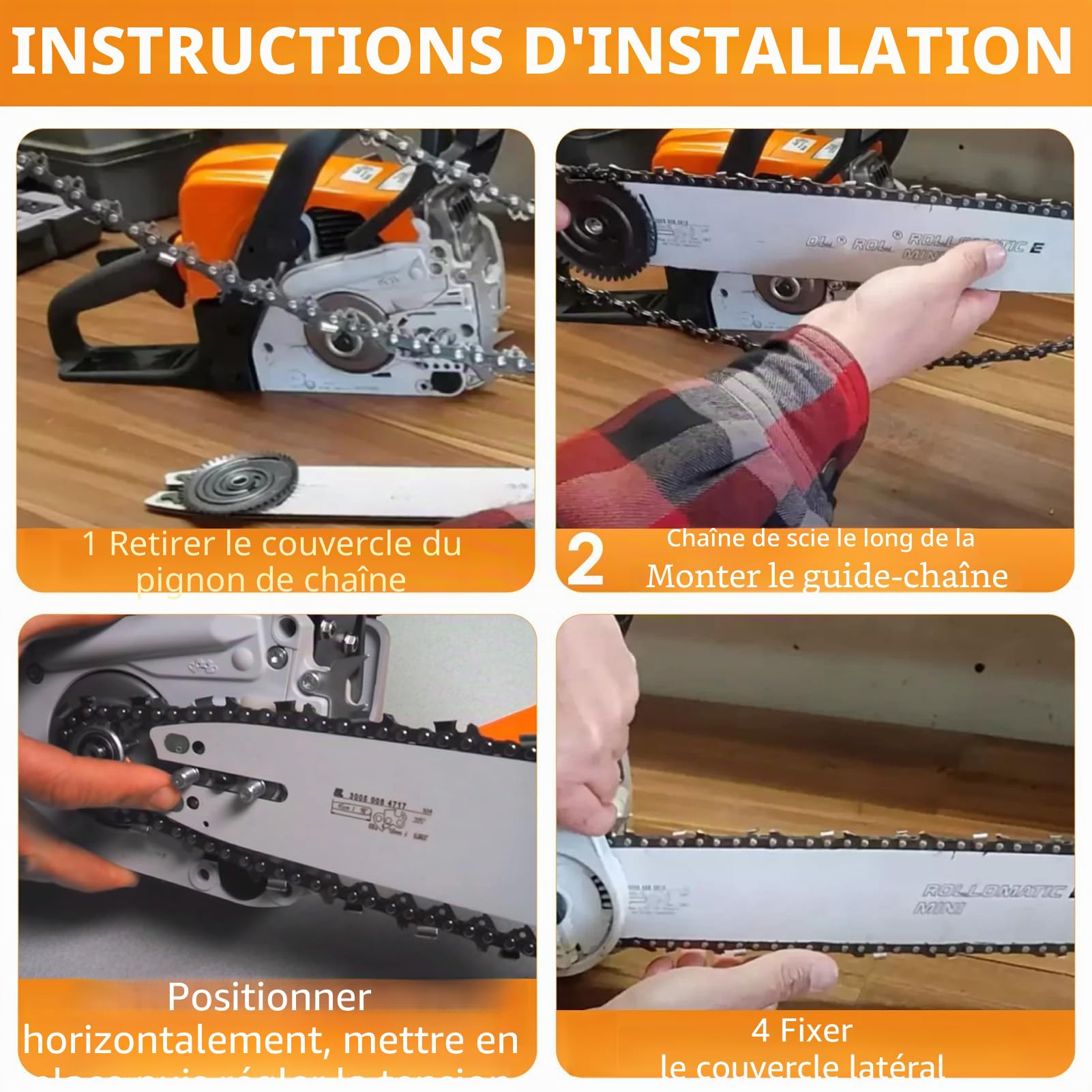 4 pièces Chaîne de tronçonneuse 30 cm 1/4" pas 1,1 mm 64 maillons Chaîne pour tronçonneuses compatibles avec les tronçonneuses Stihl 3670 000 0064 MSA 160 ms, MSA 60, MSA 70, MSA 120, MSA 140