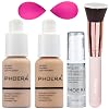 PHOERA Matte Liquide Foundation Full Coverage - Kabuki Makeup Brushes (101 Porcelain + 102 Nude)