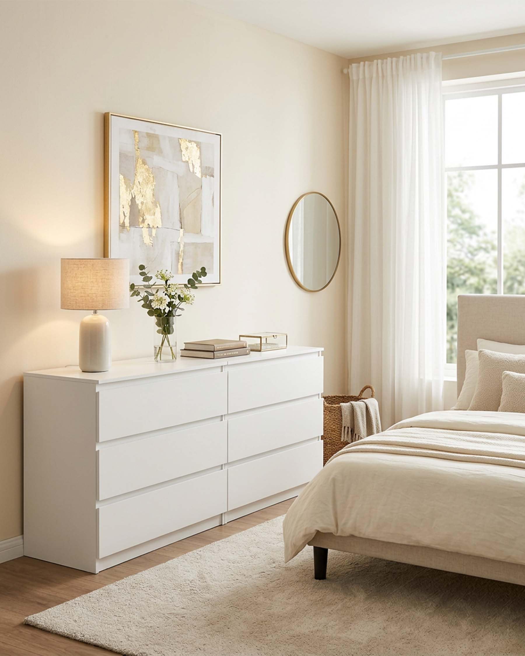 Commode Chambre Commode Blanche avec 3 Tiroirs 100 x 40 x 75 cm
