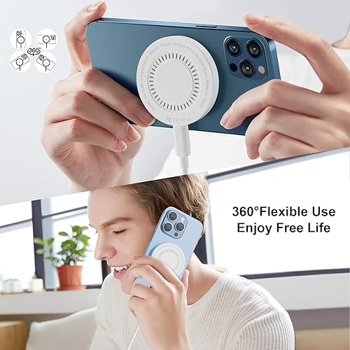Miniatura 6 de Mag-Safe Charger - Paquete de 2 cargadores inalámbricos magnéticos de 15 W, almohadilla de carga rápida compatible con iPhone 171615141312 y AirPods