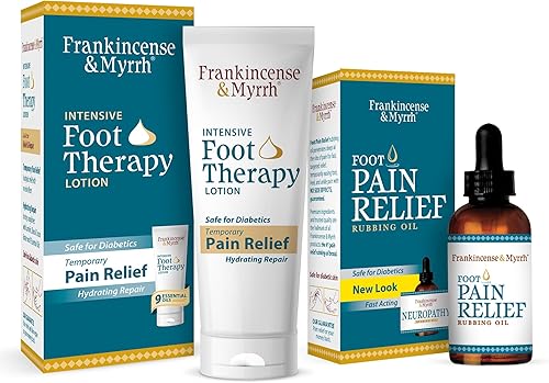 Paquete combinado de incienso y mirra para el dolor de pies aceite de frotamiento para aliviar el dolor de pies (2 onzas) y loción de terapia