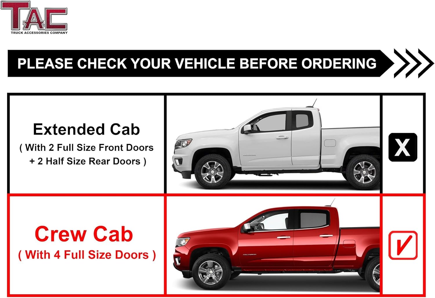 TAC Side Steps Fit 2004-2012 Chevy Colorado Crew Cab/GMC Canyon Crew Cab Pickup Truck 3" Black Side Bars Nerf Bars Step Rails Running Boards Off Road Exterior Accessories (2 Pieces Running Boards)