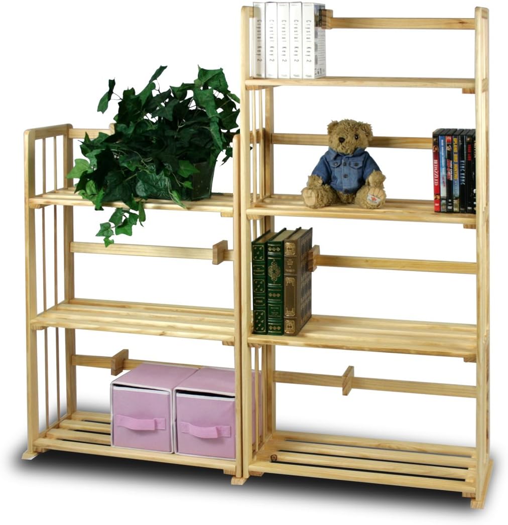 Furinno Pine Solid Wood 4-Tier Bookshelf