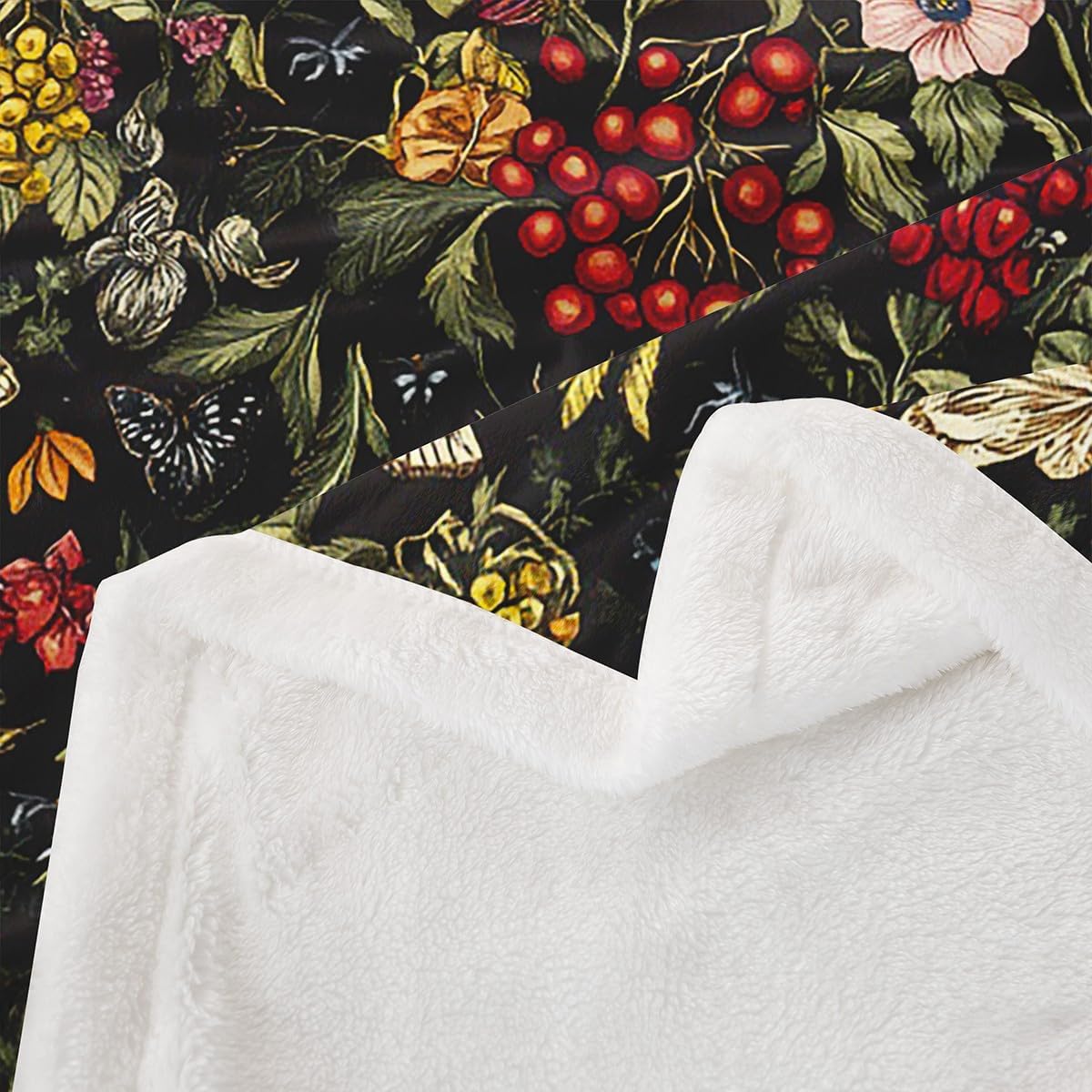 Feelyou Sugar Skull Sherpa Fleece Throw Blanket - Camo Gothic Skull Floral Plush - 40"x50" Botanic Fuzzy Blanket