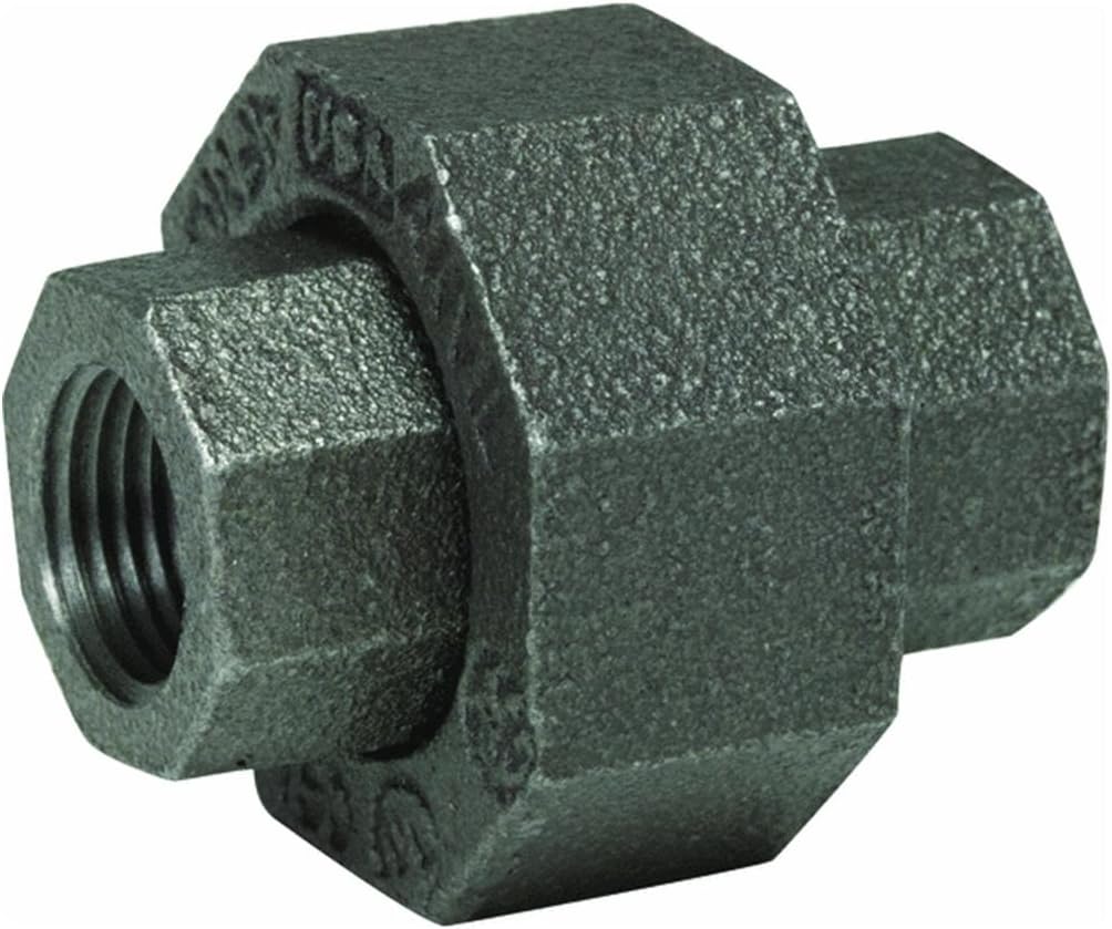 Anvil 8700162954, Malleable Iron Pipe Fitting, Union, 1/2" NPT Female, Black Finish