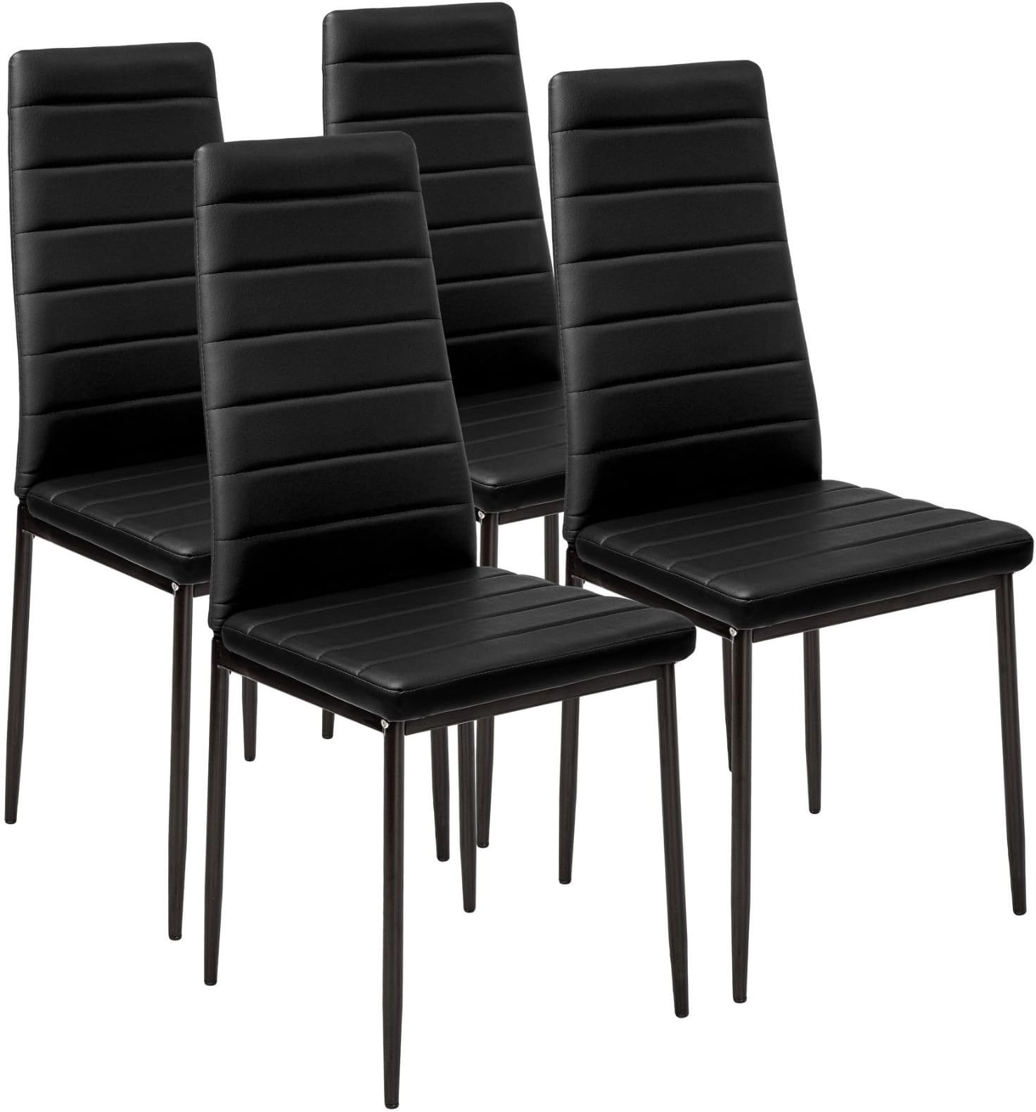 Stunning Modern Faux Leather Black White 4/6 Chair Set for Dining Kitchen Room (Black, 4)