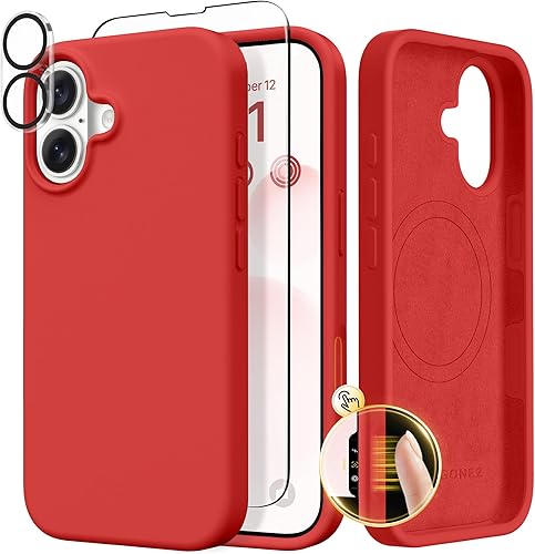 Miniatura 152 de GONEZ Funda de silicona para iPhone 14 Pro Max, compatible con MagSafe, con protector de pantalla + protector de lente de cámara, silicona líquida a