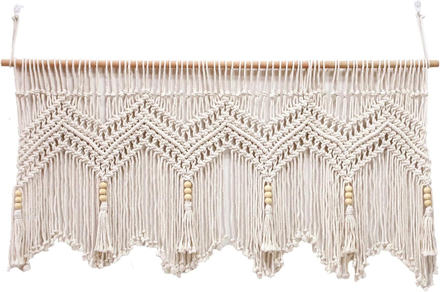 Macrame Curtains for Windows, 52x21 Inch Cotton Rope Woven Macrame Valance, Wall Hanging Short Boho Valance for Kitchen Bedroom Bathroom Living Room Balcony Door &&
