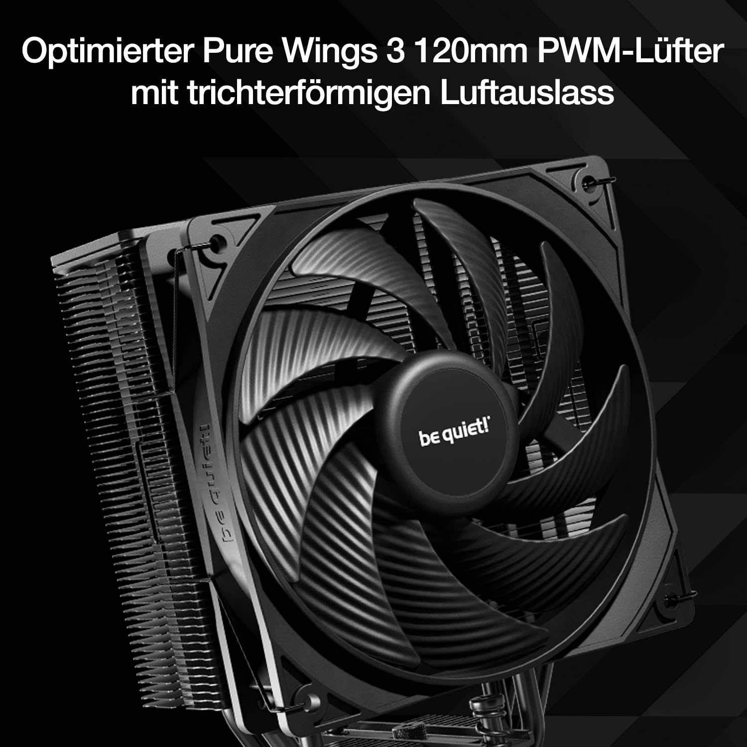 be quiet! Pure Rock 3 Black Luftkühler, sehr hohe Kühlleistung, 4 Hochleistungs-Heatpipes mit HDT-Technologie, optimierter Pure Wings 3 120mm PWM- Lüfter, vorinstallierte Montagebrücke