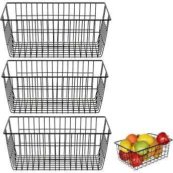 Set of 3 Wire Storage Baskets Metal Basket Small Bathroom Basket Metal