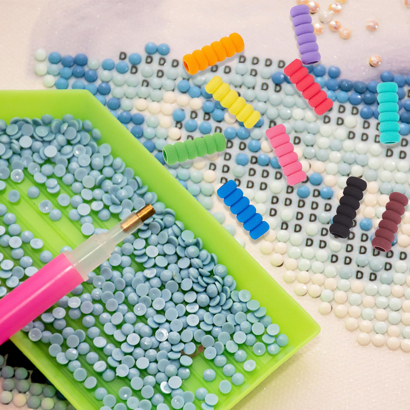 10 Impugnature Morbide In Schiuma Multicolore Per Matite E Pennarelli - Aiuto Ergonomico Per Scrivere