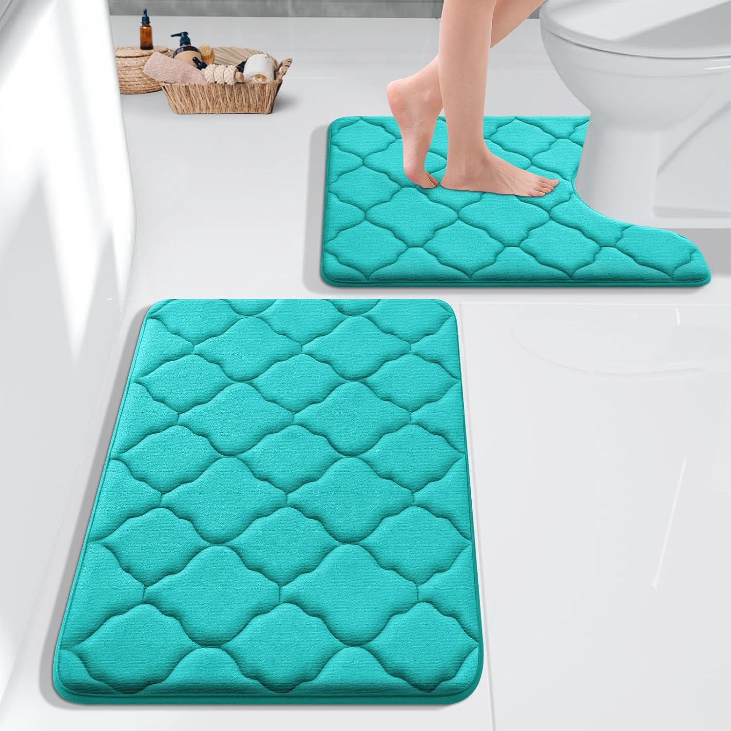 OLANLY Memory Foam Bathroom Rug Set 2 Piece, Soft Absorbent