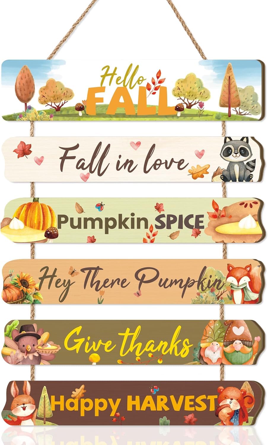 KAIRNE Fall Happy Harvest Door Hanging, Thanksgiving Autumn Wall Plaque