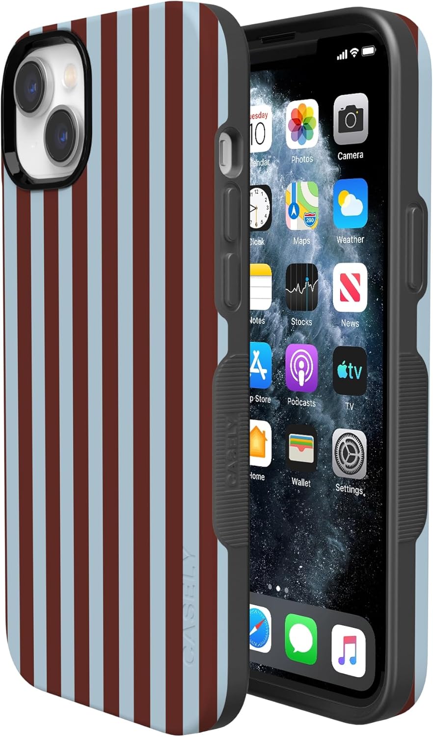 Casely iPhone 14 Case | Sunday in Brooklyn | Blue Stripes | Bold Protective Design | Compatible with MagSafe