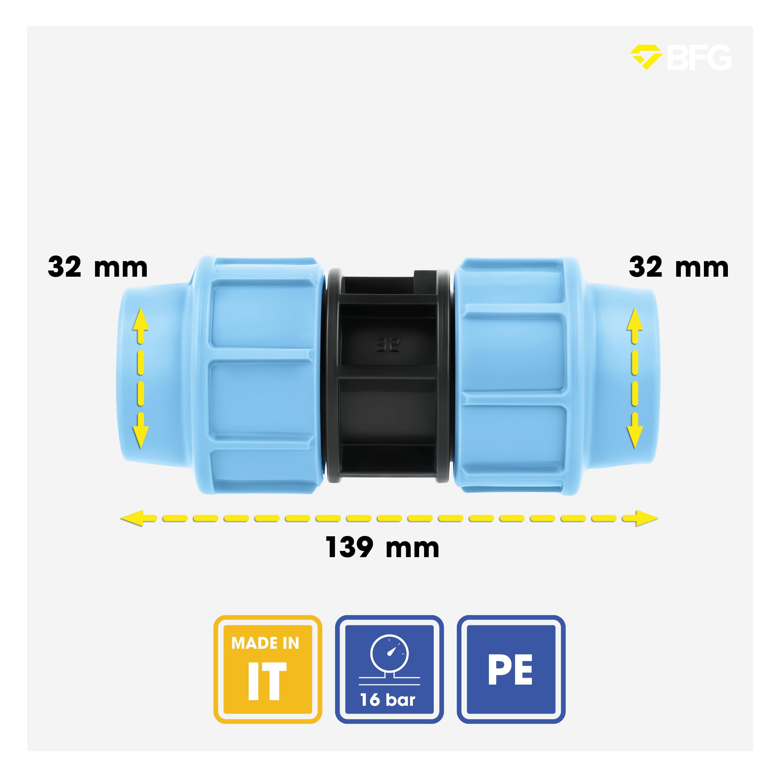 Raccordo Idraulico A T 20mm Per Tubi Acqua MDPE: Compressione, 16 Bar, Max 45°C (Adatto Per Irrigazione E Impianti Domestici)