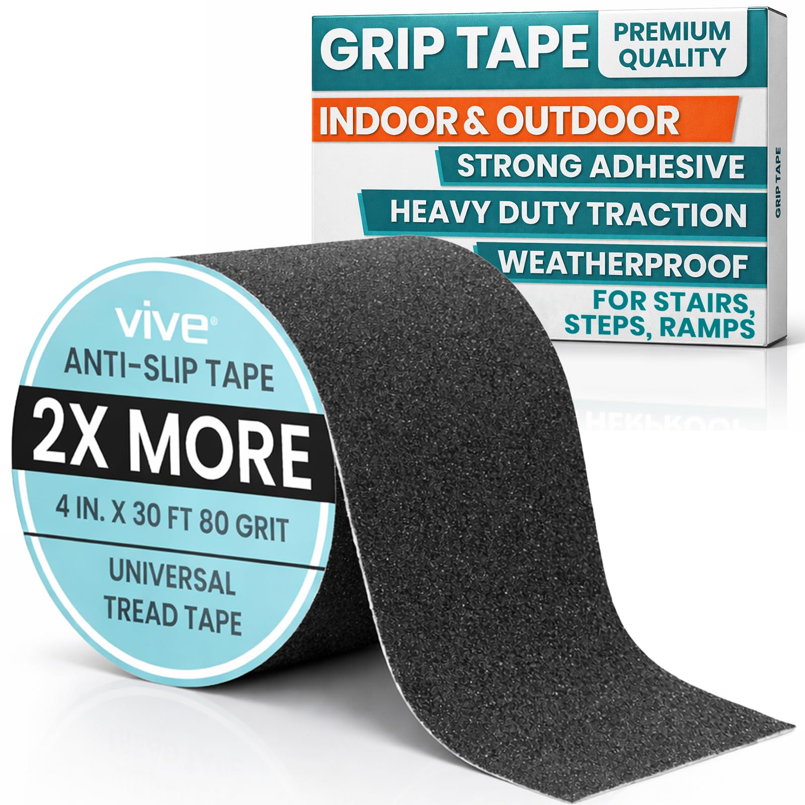 Vive Bande antidérapante Bande de traction pour l'intérieur et l'extérieur - Poignée imperméable robuste pour la sécurité, le pont, les marches - Adhésif antidérapant pour personnes âgées