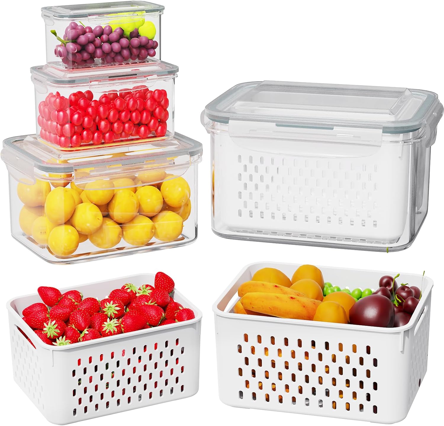 4 Pcs Fruit Storage Containers Keep Food Fresh BPAFree