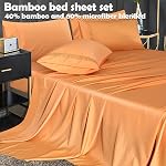 MCO Bedding King Bed Sheets Set - Bamboo Sheets - Cooling Breathable Bedding Set with 16" Deep Pocket (6 Pieces, King, Light Orange)