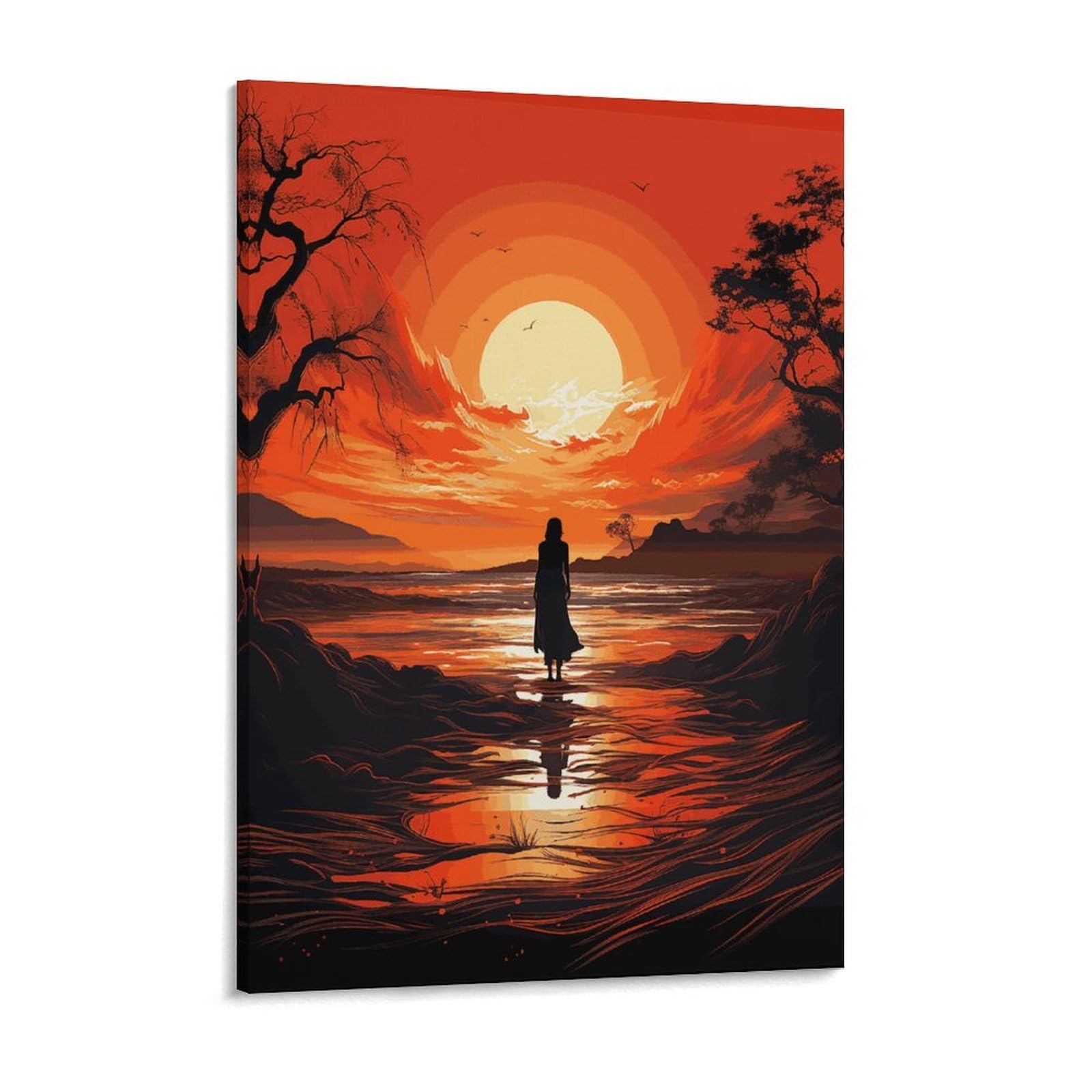 Flowing Silhouette Canvas Wall Art for Bedroom 12x16inch Canvas Prints Artwork for Walls Modern Picture Artwork Painting for Living Room Aesthetic Wall Paintings for Bathroom Kitchen Office D