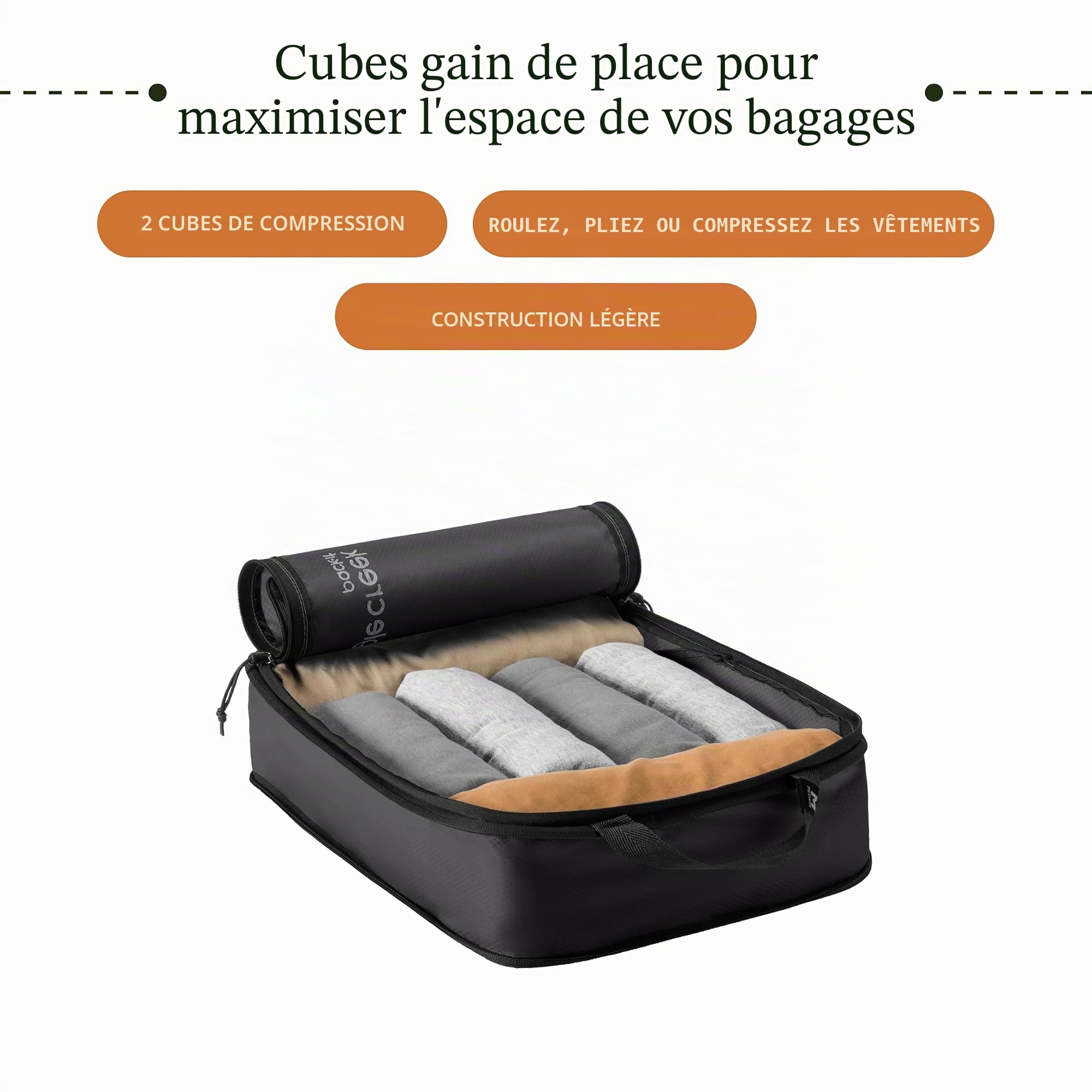 Eagle Creek Pack-It Specter Cubes d'emballage de compression – Sacs de rangement en tissu Ripstop durable, ultra léger et résistant à l'eau pour vêtements et équipement, noir, isolé (nouveau), S/M