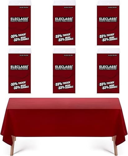 Miniatura 1 de Paquete de 6 manteles de plástico desechables de alta calidad de 54 x 108 pulgadas, manteles de plástico para fiestas, manteles desechables para
