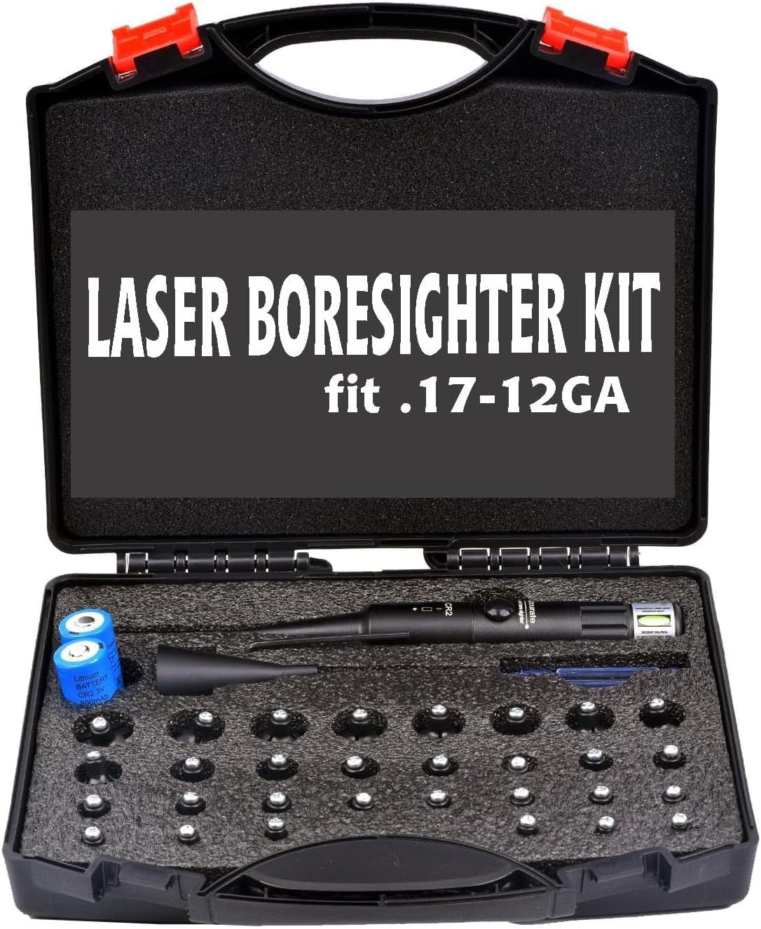 Green Laser BoreSighter 0.17 to 12GA Caliber 32 Adapters Rifle Scope Handgun Hunting Green Dot Boresight Kit Press Switch (Green)