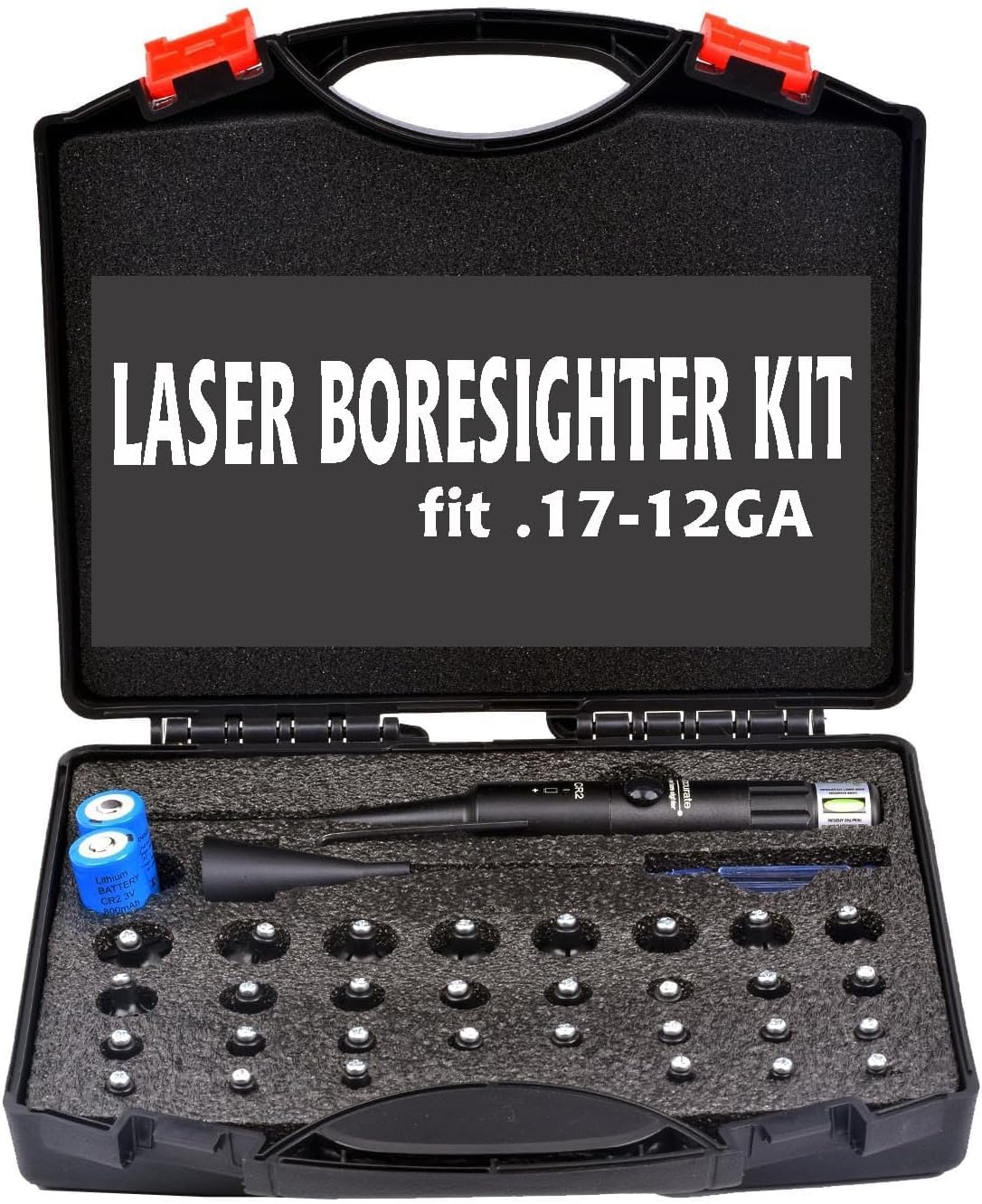 Green Laser BoreSighter 0.17 to 12GA Caliber 32 Adapters Rifle Scope Handgun Hunting Gree…