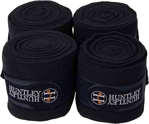 Vista 10 de Huntley Equestrian Envolturas de polo para caballos: vendaje protector de soporte de pierna para entrenamiento, ejercicio, participación - 4 Negro