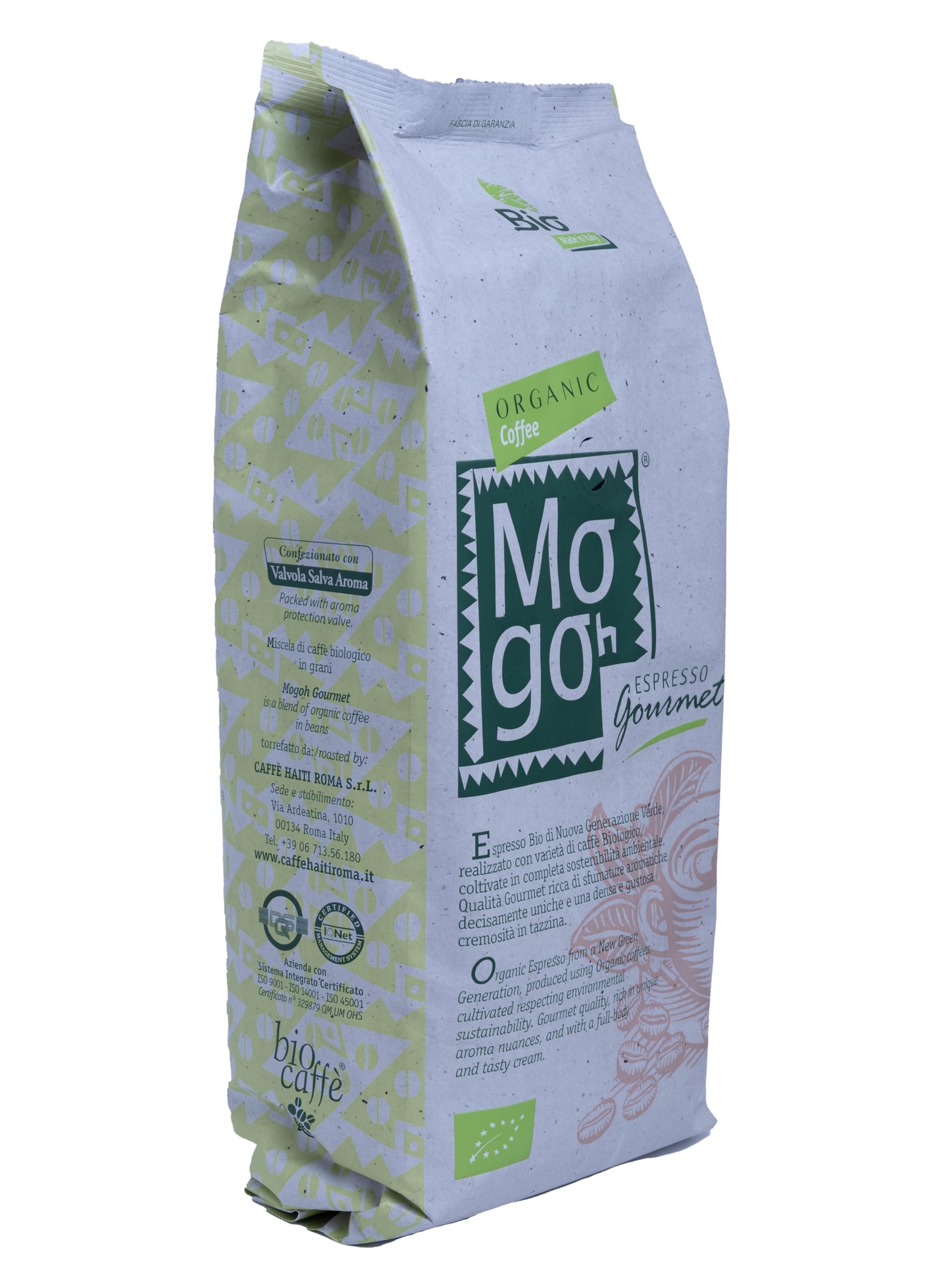 Caffè Haiti Roma Kawa Biocaffè Mogoh Gourmet Espresso Cremoso 100% Organic w 1 kg Opakowanie Pieczenie Rzemiosła