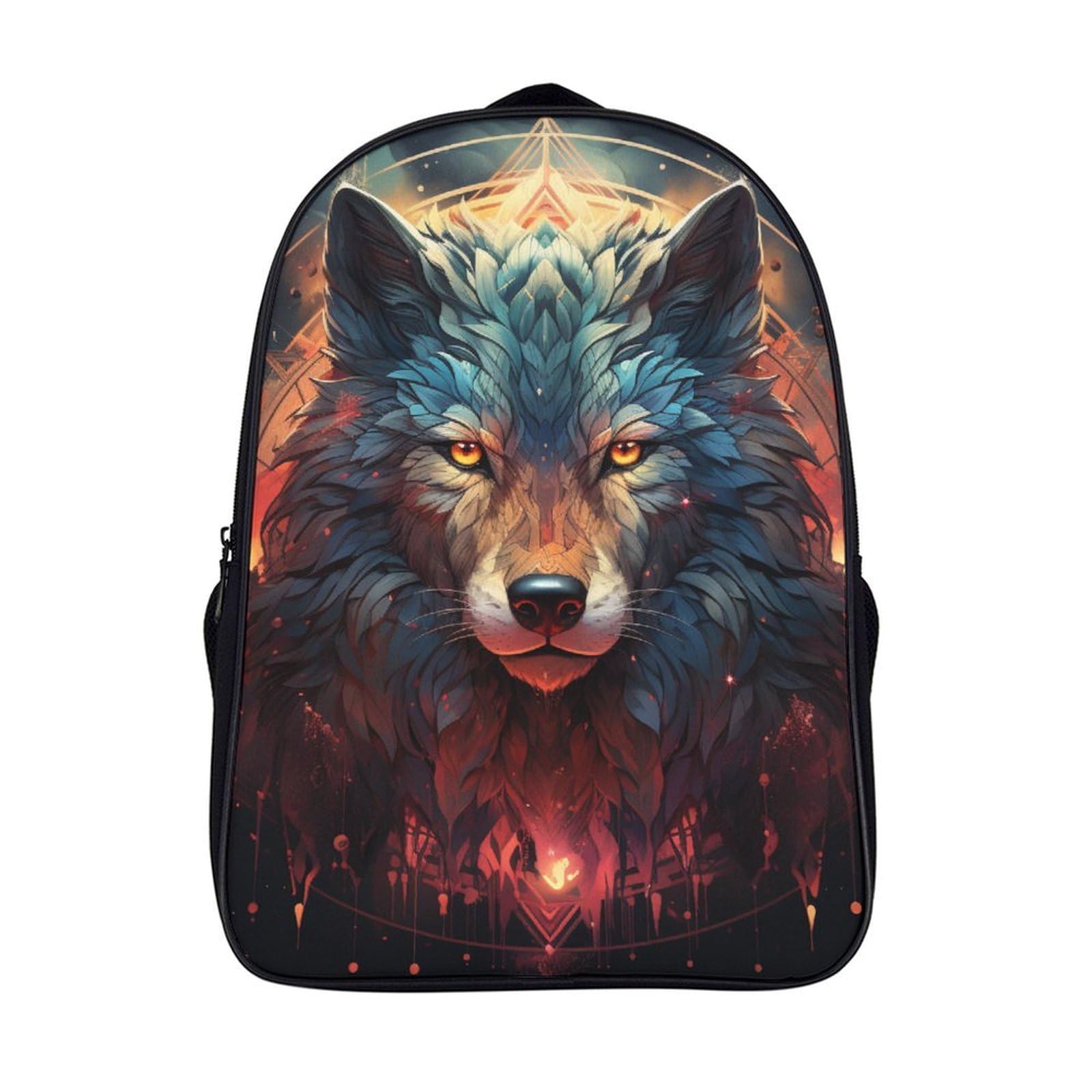 Mochila escolar de lobo 3D con espacio para libros y ropa de viaje 7