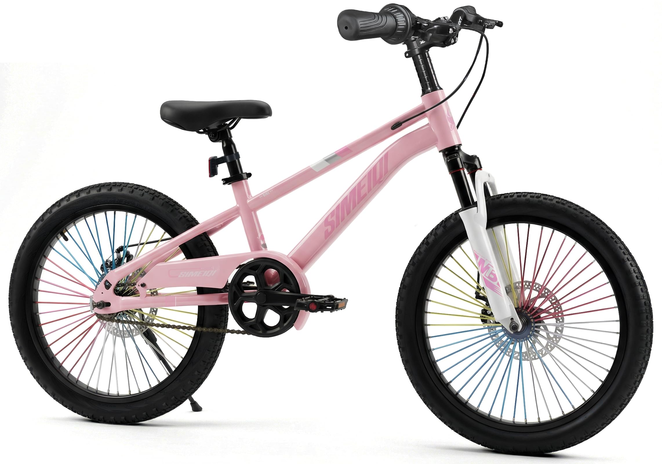 SIMEIQI Kids Bike 18 Inch for Boys and Girls 5-8 Years Old Front Suspension and Dual Disk Brakes Adjustable Handlerbar & Seat with Kickstand