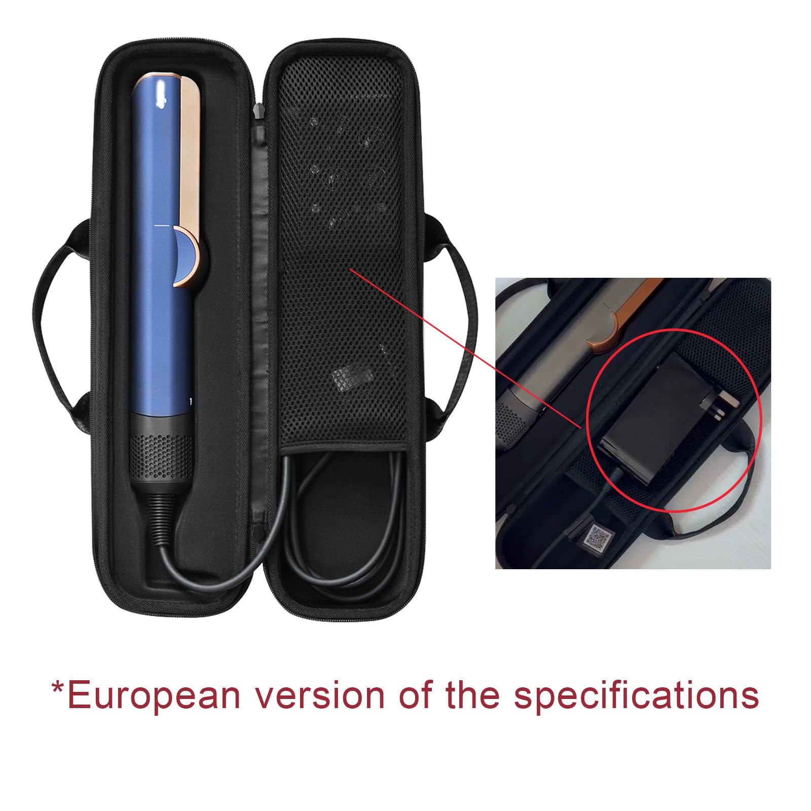 Funda rígida de viaje para alisador Dysons Airstrait HT01, impermeable y a prueba de polvo, funda protectora portátil para alisador Dysons Airstrait-Norma europea (negro 01)