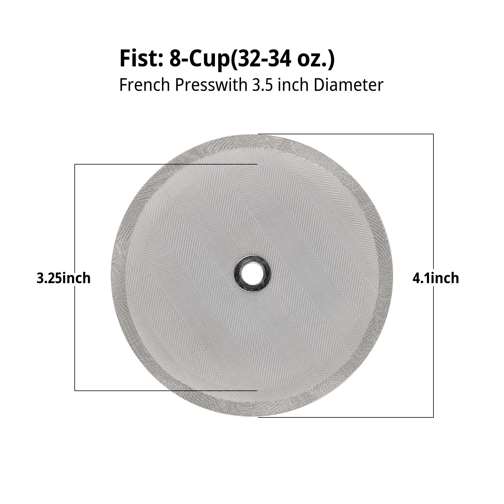 1 Pack French Press Filter, Mesh Filter, 4 Inch Stainless Steel French Press Replacement Screen for Press Coffee Makers, Tea Machine (1)