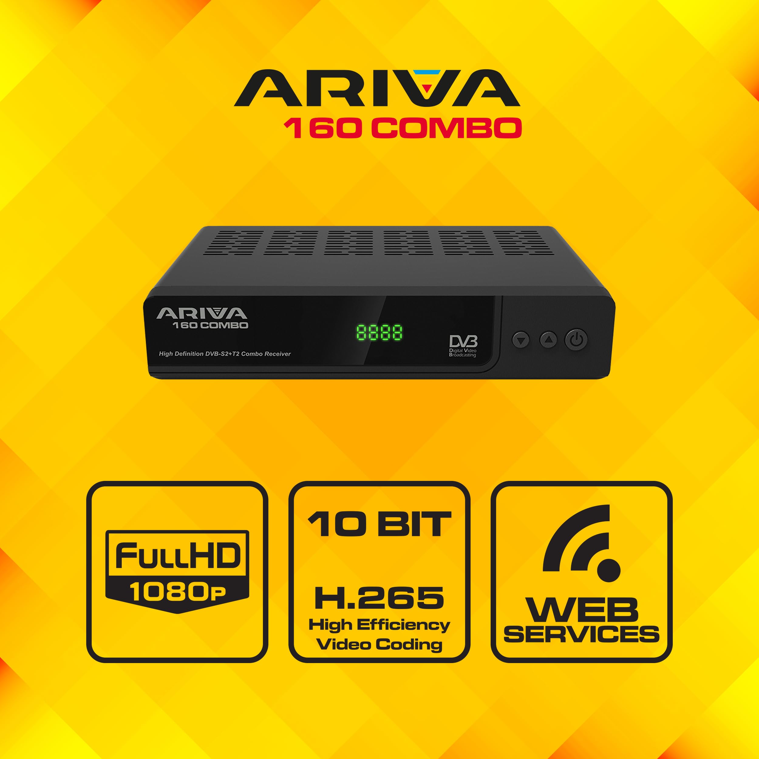 Ferguson Ariva 160 Combo – Récepteur DVB-S2 & DVB-T2 avec Full HD, H.265 HEVC, PVR, DLNA, WebApps, USB, LAN et télécommande programmable RCU 161
