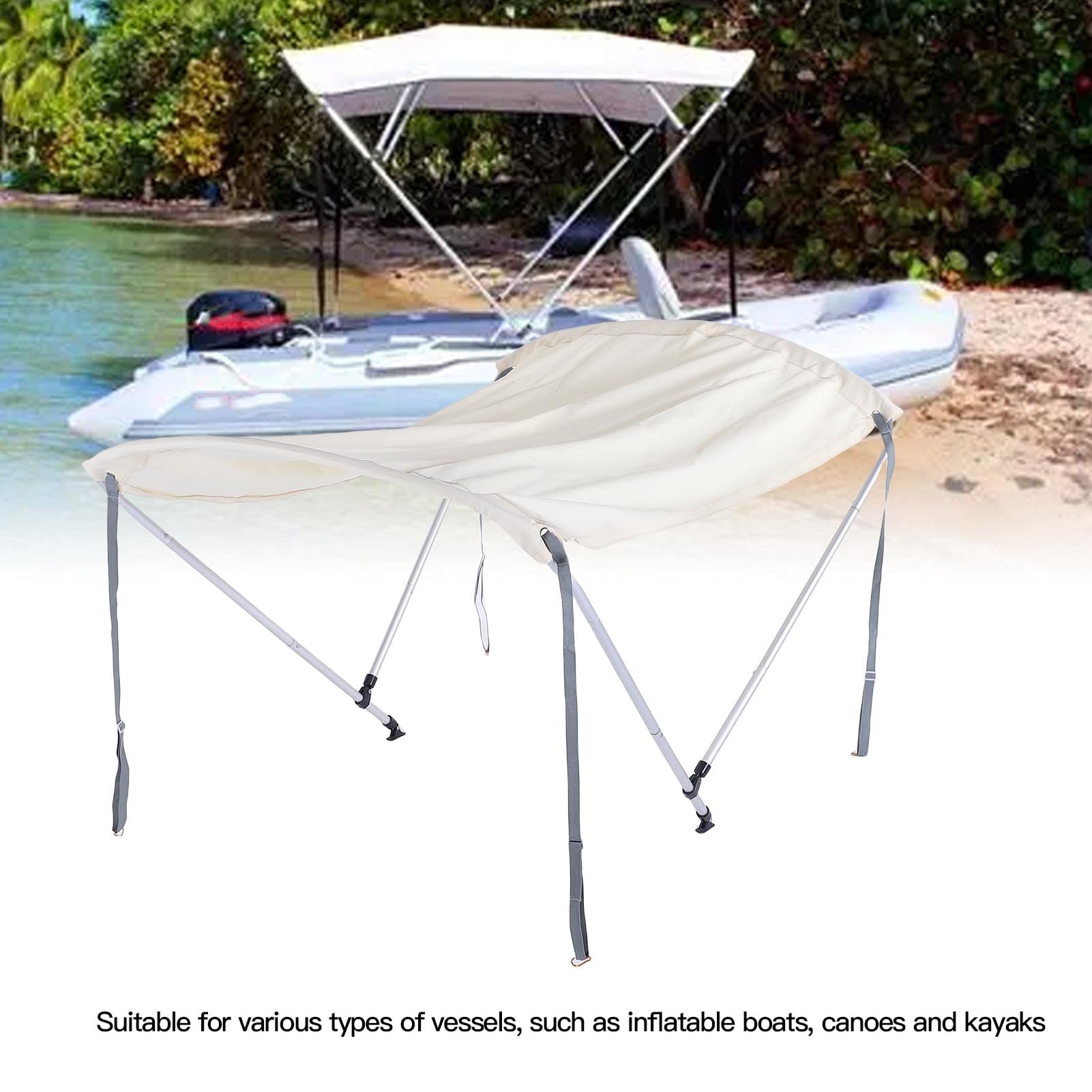 Copertura di ricambio per barca Nosqew, telaio in lega di alluminio, tendalino in poliestere 600D, tendalino parasole per canoa gonfiabile, kayak, motoscafi, barche da pesca