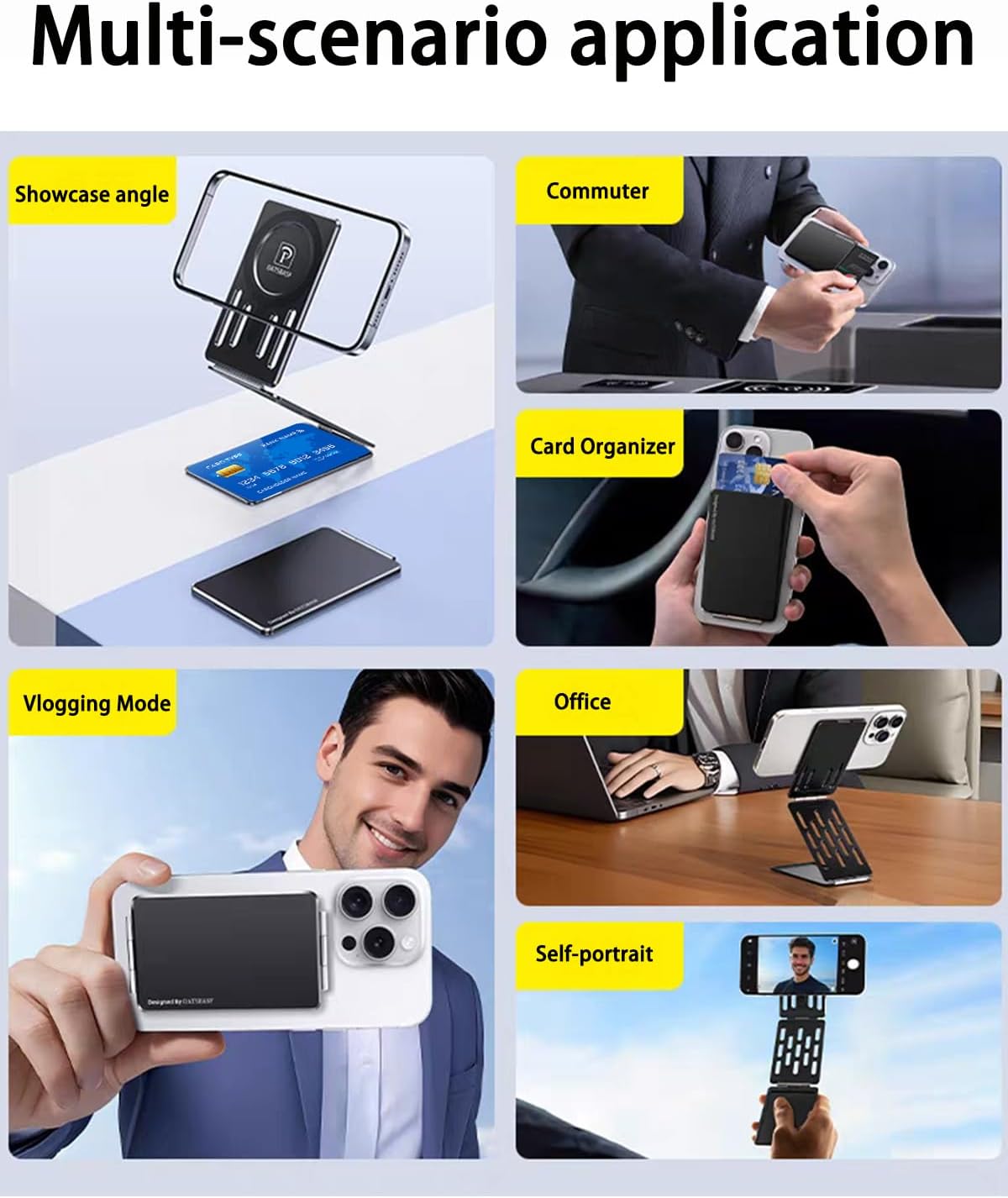 magsafe Phone Stand Tri-Fold Phone Credit Card Holder – Premium Aluminum Alloy, Adjustable Viewing Angles, Portable Phone Holder for iPhone17 16 Pro Max 15 14 13 12 Plus - Image 6