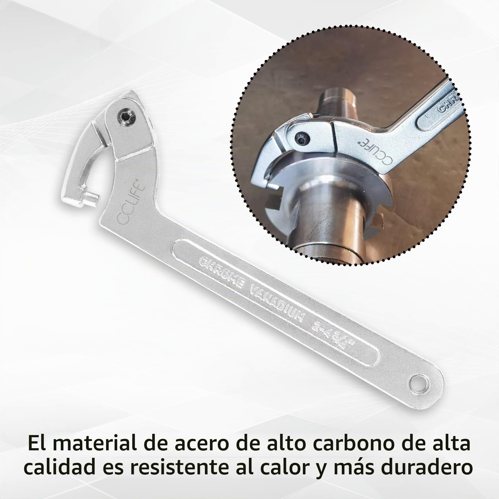 CCLIFE 4 piezas Juego de Llave de Gancho C Llave de Gancho Ajustable 19-170mm