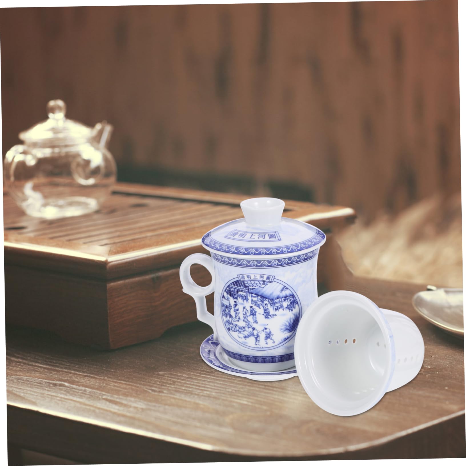 PRETYZOOM Traditionelle Teetasse 1 Satz aus Keramik mit Deckel und Sieb