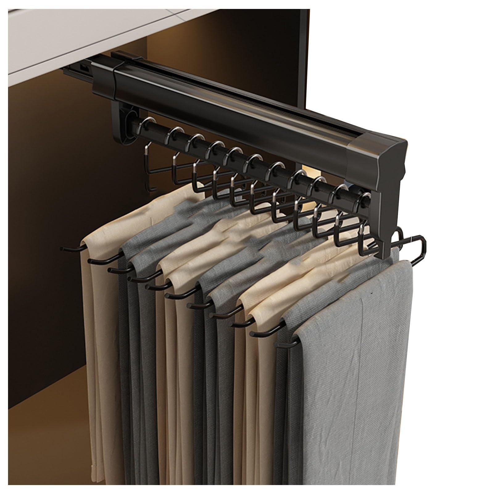 IUokLU Pull Out Clothes Hanger Rail Rack,Pants Rack Sliding Closet Rod, Pull Out Trousers Rack,for Wardrobe Trousers Clothing Storage,save Space,Loading Capacity 25 Kg(41cm)