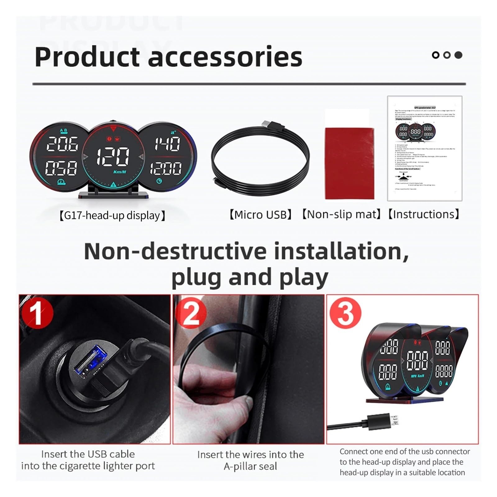 Pantalla Frontal For Coches, Velocímetro Digital GPS Universal De 5 Pulgadas Con Brújula De Velocidad, Dirección, Fatiga para todos los vehículos