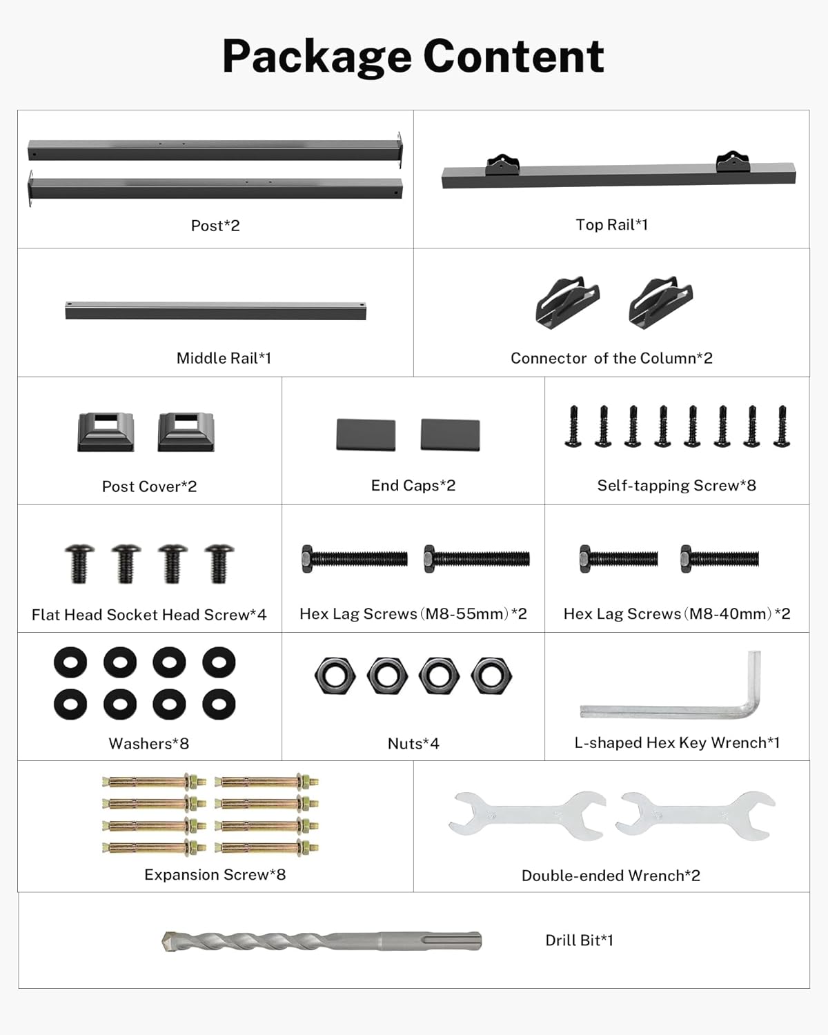 Hand Rails for Outdoor Steps, 3 Step Handrail, Stair Railing Indoor, Hand Rails for Indoor Stairs & Wrought Iron Handrails for Outdoor Steps for Porch/Deck, Black