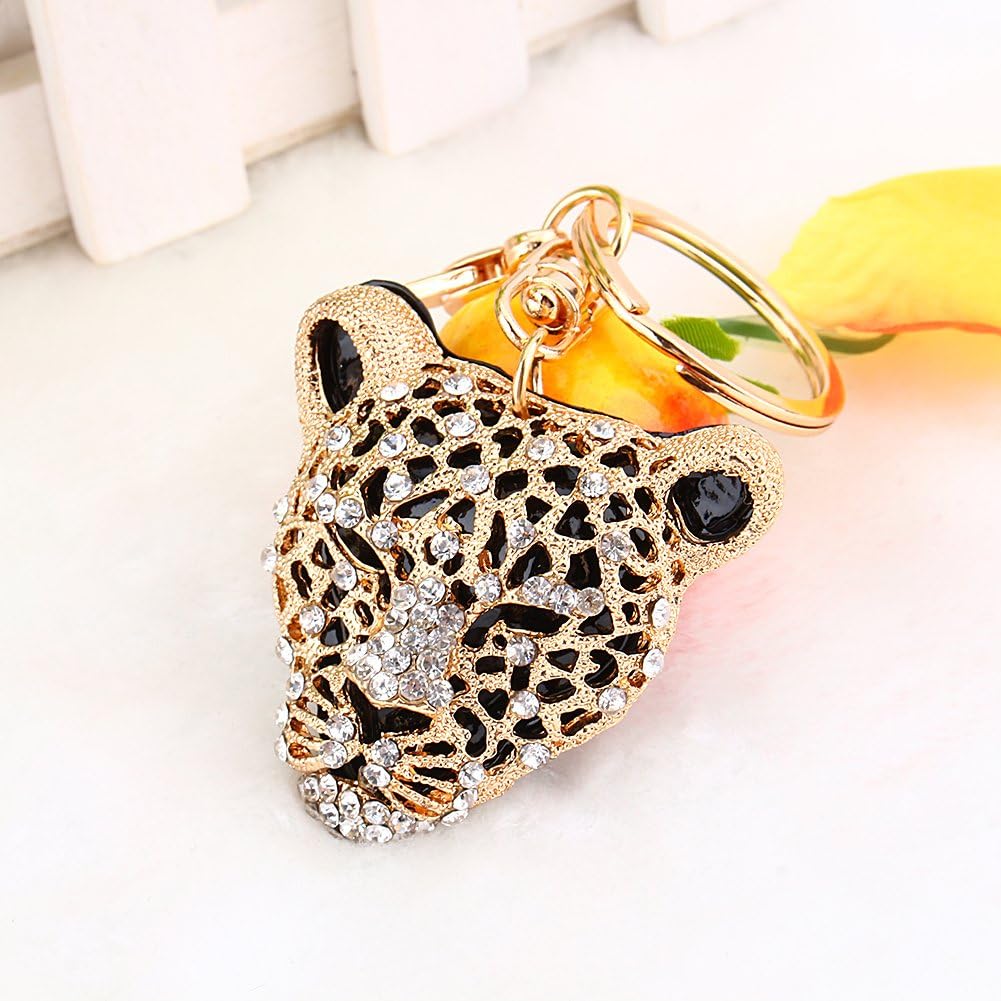 Leopard Rhinestone Keyring & Charm Pendant for Purse, Car Bag, Phone - Crystal Leopard Keyring Decoration for Women - Image 3