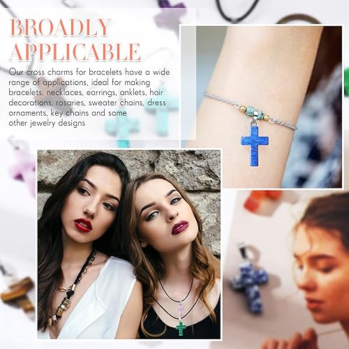 Miniatura 7 de 100 colgantes de piedra de chakra con cruz de 25 estilos, de cristal natural, de cuarzo, a granel, dijes de piedras preciosas de Reiki para hacer