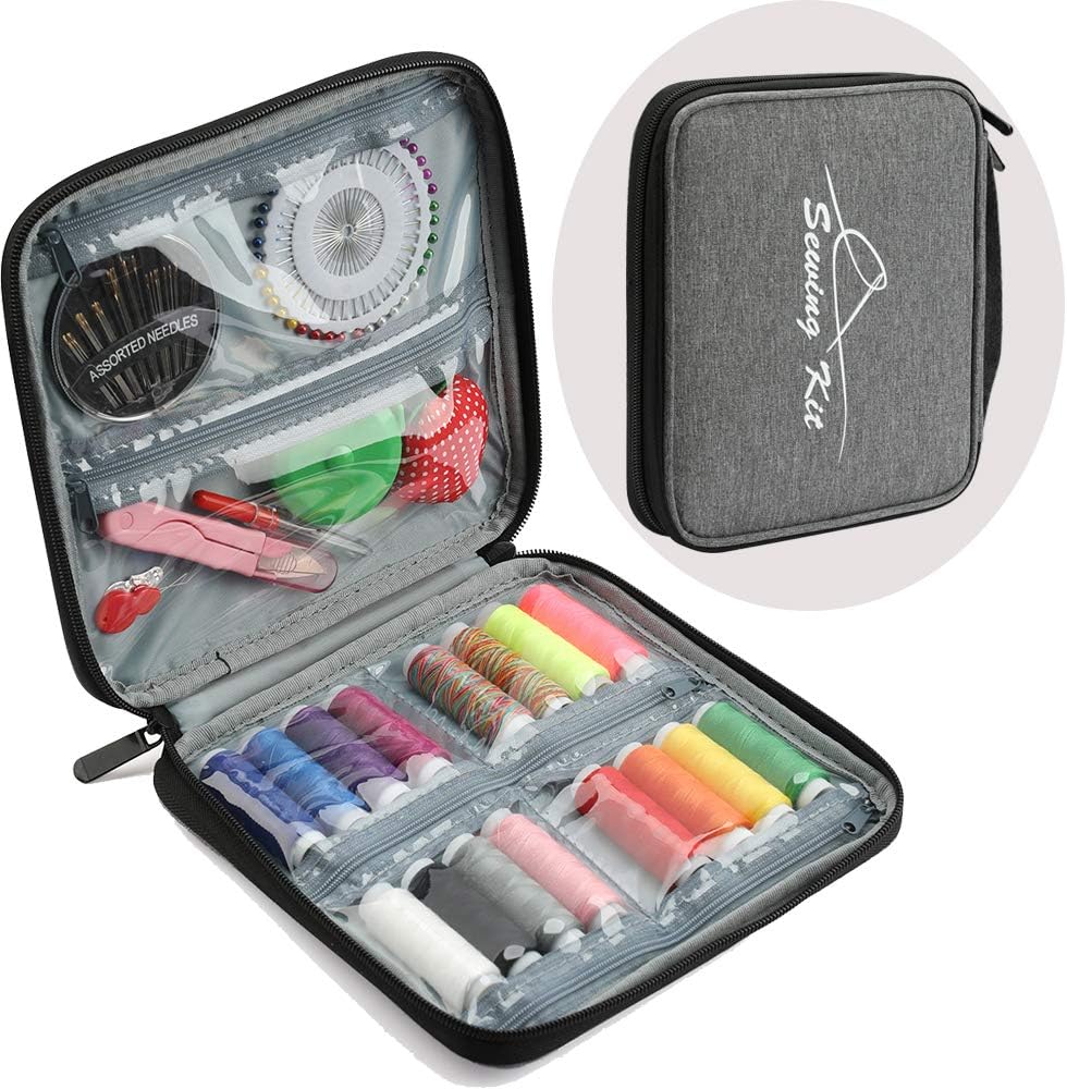 Looen Portable Sewing Kits for Beginner Traveler Professional Emergency Sewing Project Kits (Grey)