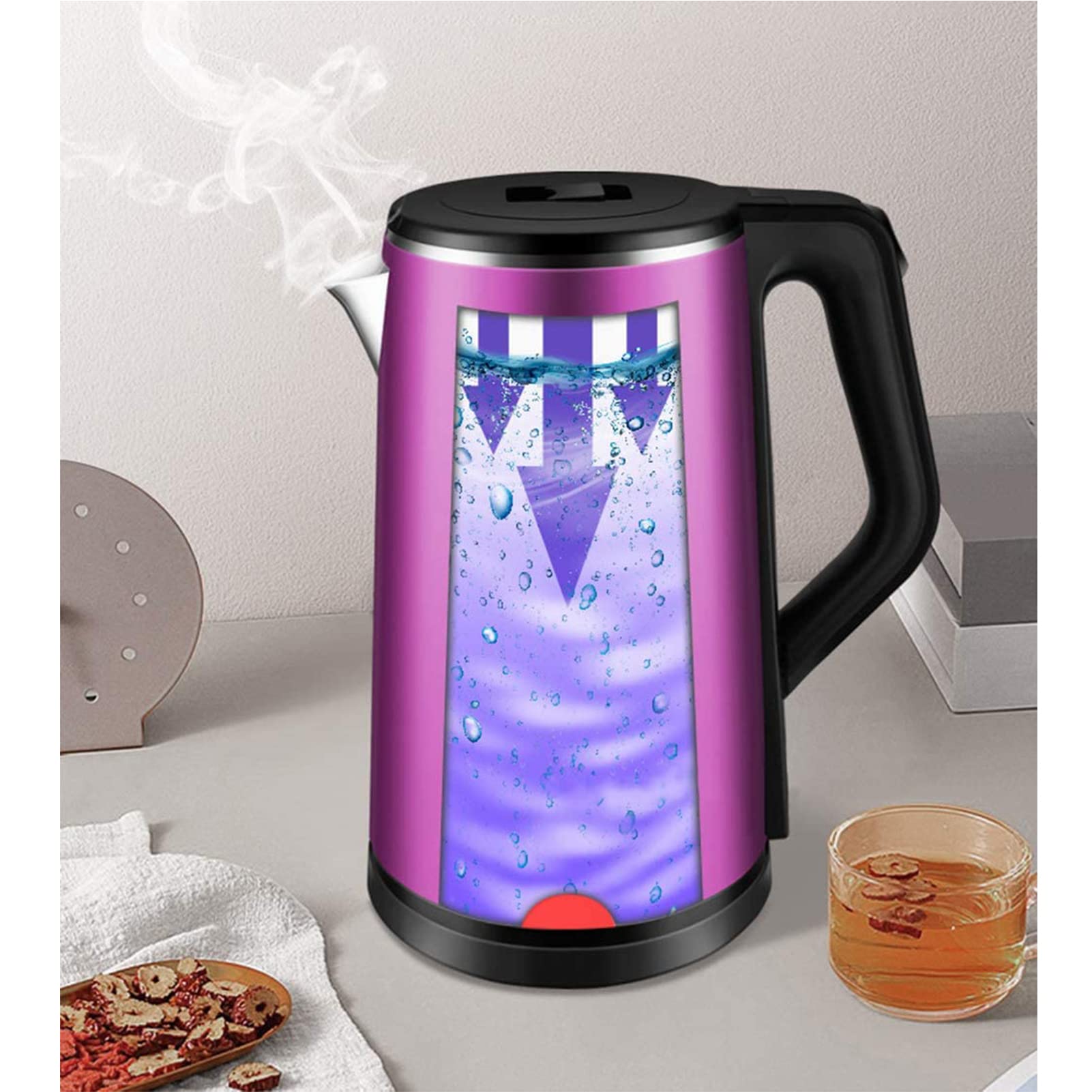Hervidor Eléctrico, Gran Capacidad De 2,5 L, Capa Exterior De PP, De Acero Inoxidable, Apagado Automático Y Función De Protección contra Ebullición, Preservación del Calor del Sello,Negro