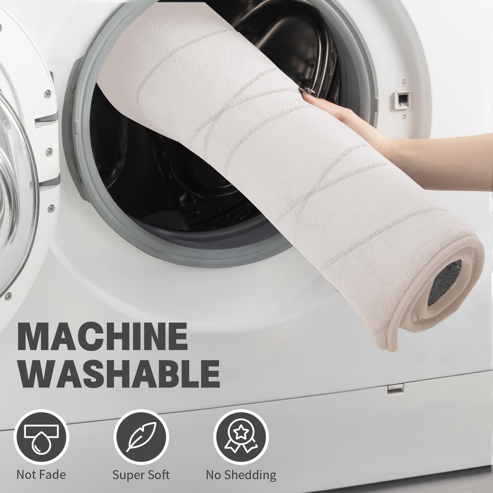 YIHOUSE Badezimmerteppich-Set, 5-teilig, Memory-Schaum, Badematte, Weiß | Ultraweich, saugfähig, rutschfest, maschinenwaschbar, für Badezimmer, Waschbecken und Toilette