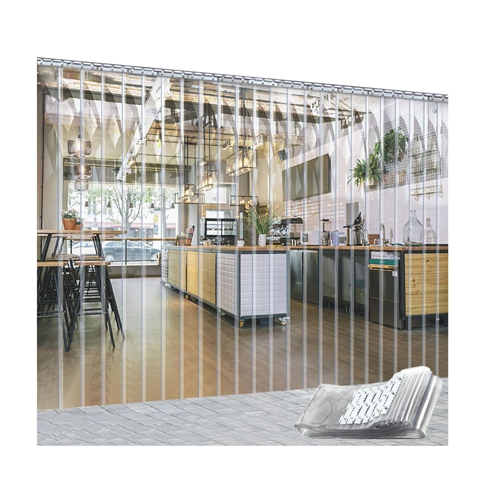 Bande en PVC transparent 1,7 mm idéale pour isoler un garage du vent
