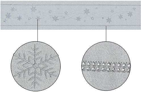 Miniatura 5 de Simhomsen Corredor de copos de nieve bordados, con cuentas, forrados para Navidad, para mesa, tocador o muebles (14 x 90 pulgadas)
