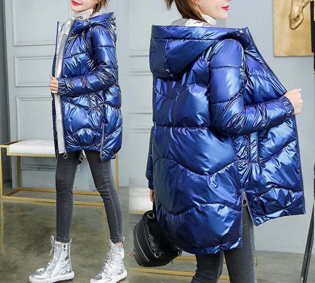 Doudoune Femme Hiver à Capuche - Grande Taille, épaisse, Zip - Manteau Chaud Couleur Unie - Polyester